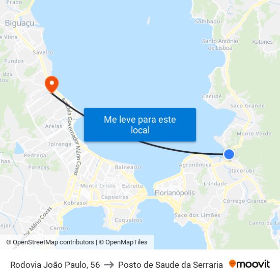 Rodovia João Paulo, 56 to Posto de Saude da Serraria map