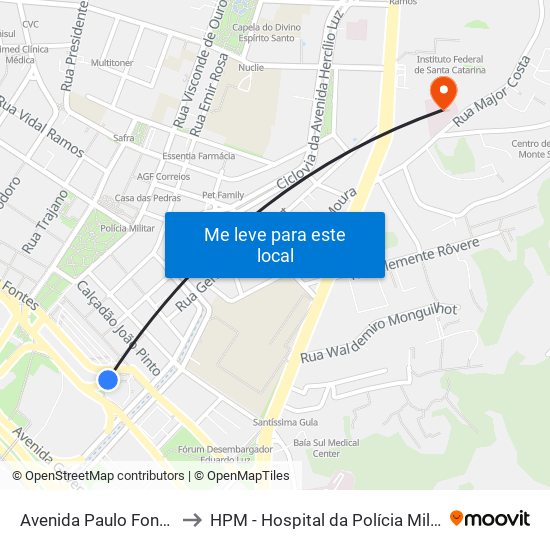 Avenida Paulo Fontes to HPM - Hospital da Polícia Militar map