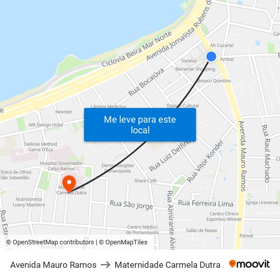 Avenida Mauro Ramos to Maternidade Carmela Dutra map