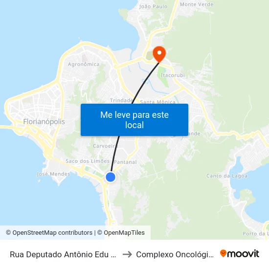 Rua Deputado Antônio Edu Vieira, 94 (001) to Complexo Oncológico - CEPON map