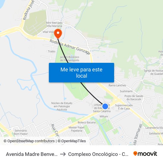Avenida Madre Benvenuta to Complexo Oncológico - CEPON map