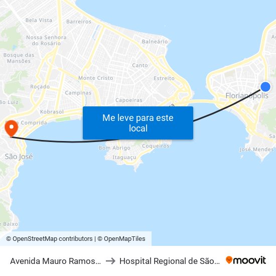 Avenida Mauro Ramos, 950 to Hospital Regional de São José map