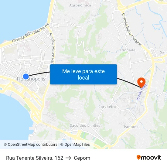 Rua Tenente Silveira, 162 to Cepom map