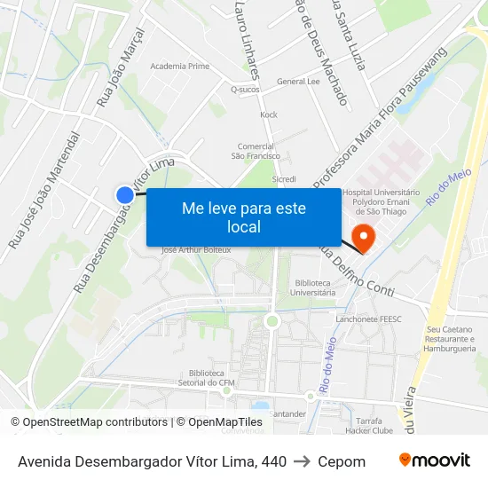 Avenida Desembargador Vítor Lima, 440 to Cepom map