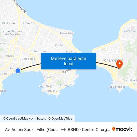 Av. Acioni Souza Filho (Cassol) to BSHD - Centro Cirúrgico map