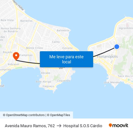 Avenida Mauro Ramos, 762 to Hospital S.O.S Cárdio map