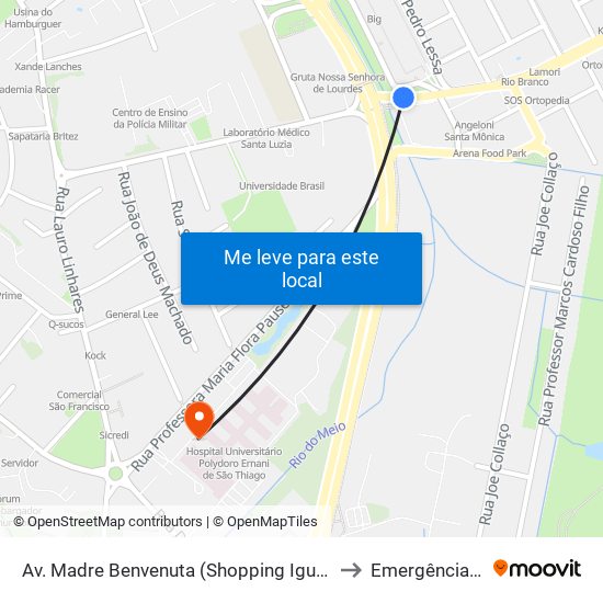 Av. Madre Benvenuta (Shopping Iguatemi) to Emergência HU map