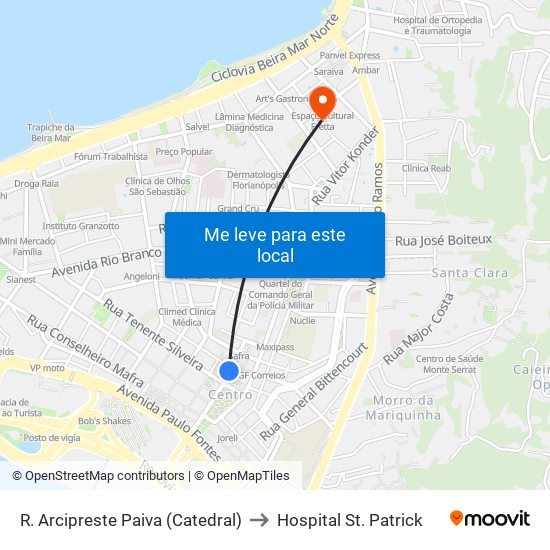 R. Arcipreste Paiva (Catedral) to Hospital St. Patrick map