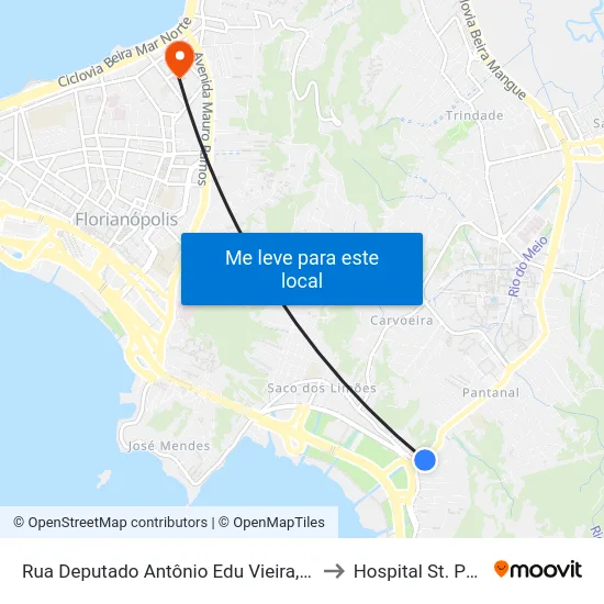 Rua Deputado Antônio Edu Vieira, 94 (001) to Hospital St. Patrick map