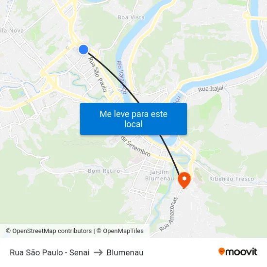 Rua São Paulo - Senai to Blumenau map