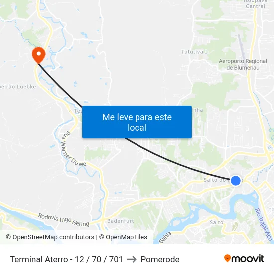 Terminal Aterro - 12 / 70 / 701 to Pomerode map