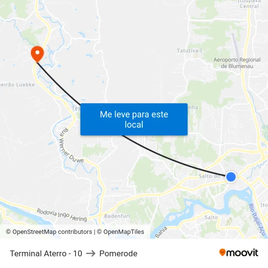 Terminal Aterro - 10 to Pomerode map