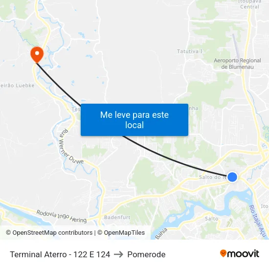 Terminal Aterro - 122 E 124 to Pomerode map