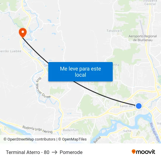 Terminal Aterro - 80 to Pomerode map