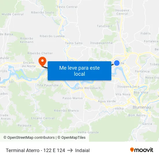 Terminal Aterro - 122 E 124 to Indaial map