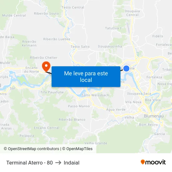 Terminal Aterro - 80 to Indaial map