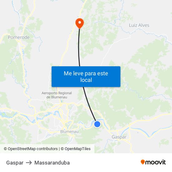 Gaspar to Massaranduba map
