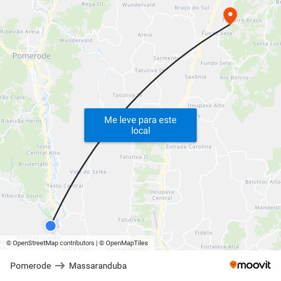 Pomerode to Massaranduba map