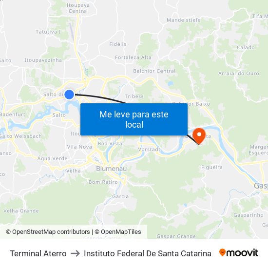 Terminal Aterro to Instituto Federal De Santa Catarina map