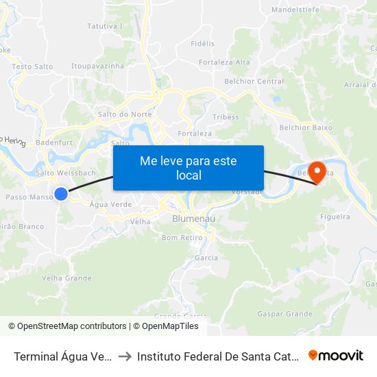 Terminal Água Verde to Instituto Federal De Santa Catarina map