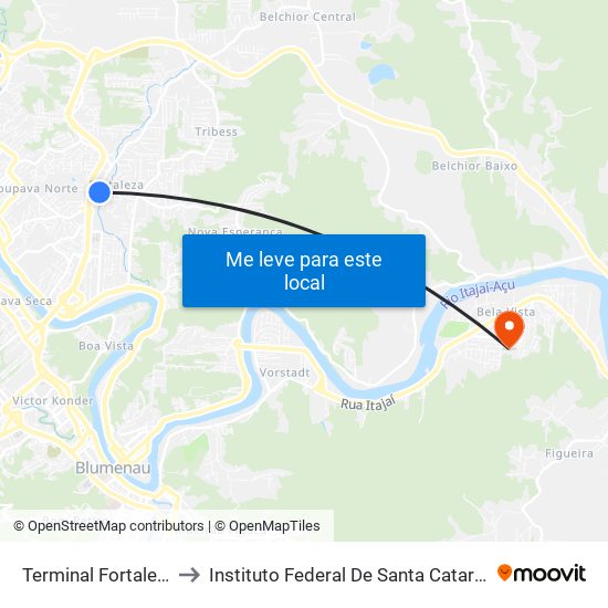 Terminal Fortaleza to Instituto Federal De Santa Catarina map