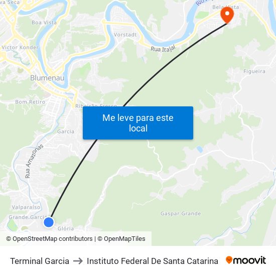 Terminal Garcia to Instituto Federal De Santa Catarina map