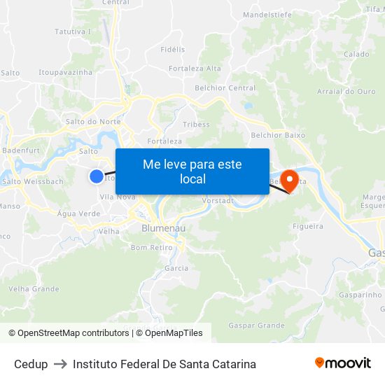 Cedup to Instituto Federal De Santa Catarina map
