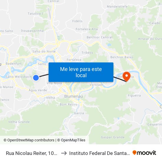 Rua Nicolau Reiter, 1080-1100 to Instituto Federal De Santa Catarina map