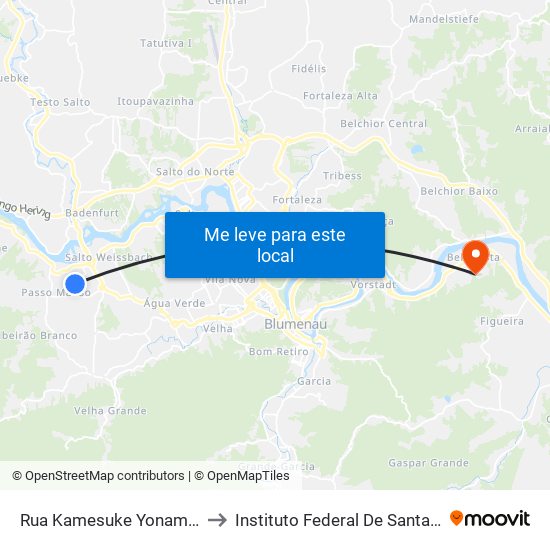 Rua Kamesuke Yonamine, 419 to Instituto Federal De Santa Catarina map