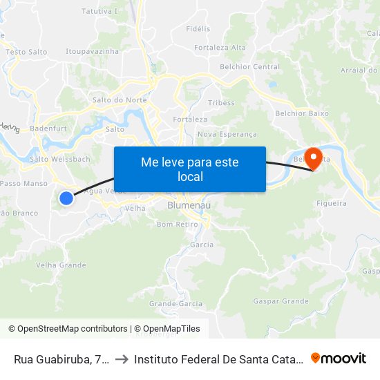 Rua Guabiruba, 747 to Instituto Federal De Santa Catarina map