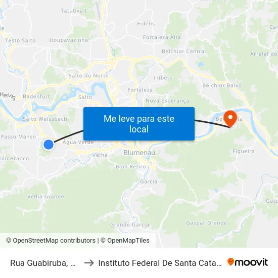 Rua Guabiruba, 568 to Instituto Federal De Santa Catarina map