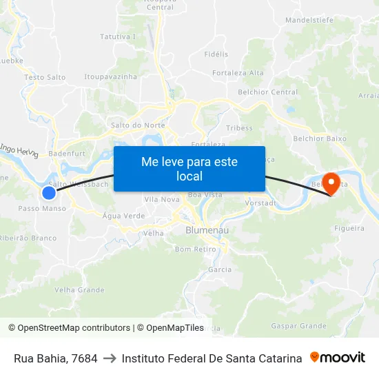 Rua Bahia, 7684 to Instituto Federal De Santa Catarina map