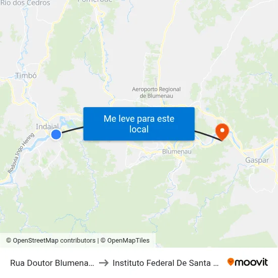Rua Doutor Blumenau, 108 to Instituto Federal De Santa Catarina map