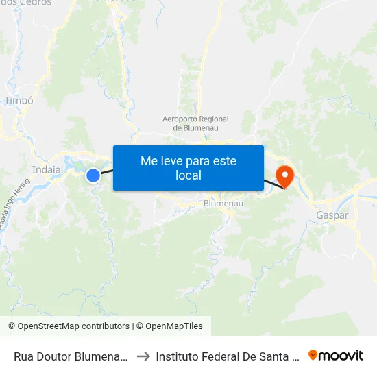 Rua Doutor Blumenau, 1566 to Instituto Federal De Santa Catarina map