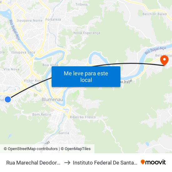 Rua Marechal Deodoro, 19-83 to Instituto Federal De Santa Catarina map