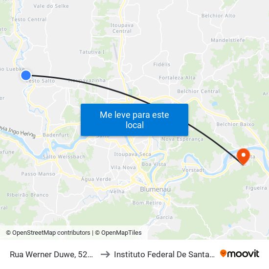 Rua Werner Duwe, 5289-5589 to Instituto Federal De Santa Catarina map