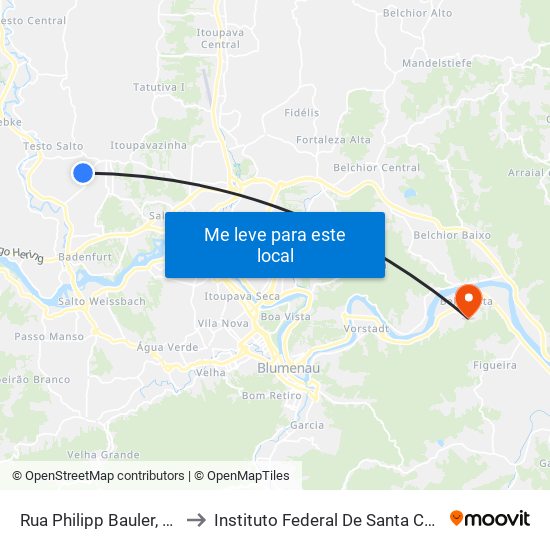 Rua Philipp Bauler, 1581 to Instituto Federal De Santa Catarina map