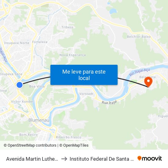 Avenida Martin Luther, 1860 to Instituto Federal De Santa Catarina map
