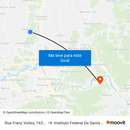 Rua Franz Volles, 1636-1650 to Instituto Federal De Santa Catarina map
