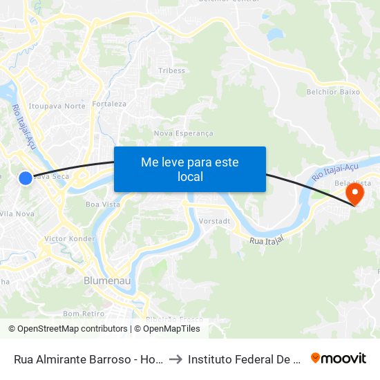 Rua Almirante Barroso - Hospital Do Pulmão to Instituto Federal De Santa Catarina map