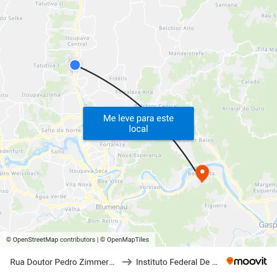 Rua Doutor Pedro Zimmermann, 6550-6604 to Instituto Federal De Santa Catarina map