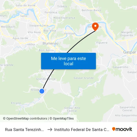 Rua Santa Terezinha, 271 to Instituto Federal De Santa Catarina map