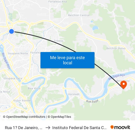 Rua 1? De Janeiro, 1101 to Instituto Federal De Santa Catarina map