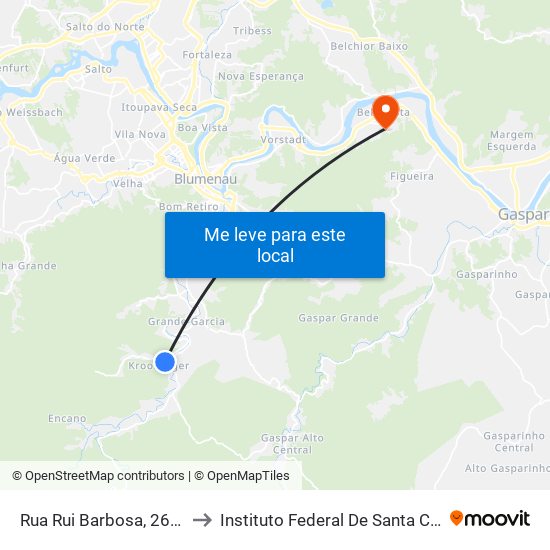 Rua Rui Barbosa, 268-360 to Instituto Federal De Santa Catarina map