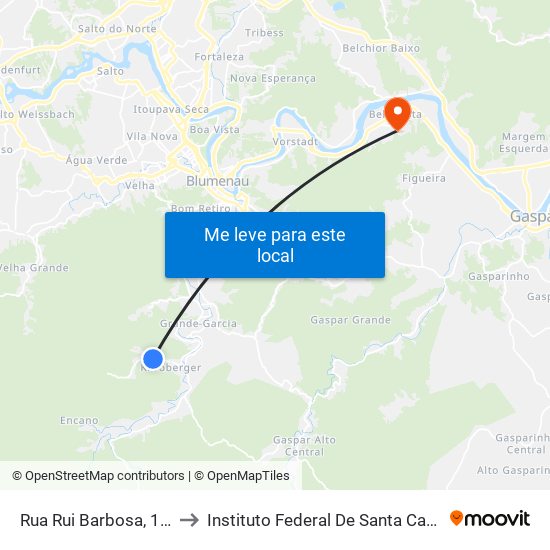 Rua Rui Barbosa, 1180 to Instituto Federal De Santa Catarina map