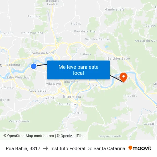 Rua Bahia, 3317 to Instituto Federal De Santa Catarina map