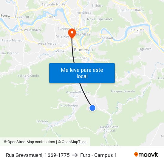 Rua Grevsmuehl, 1669-1775 to Furb - Campus 1 map