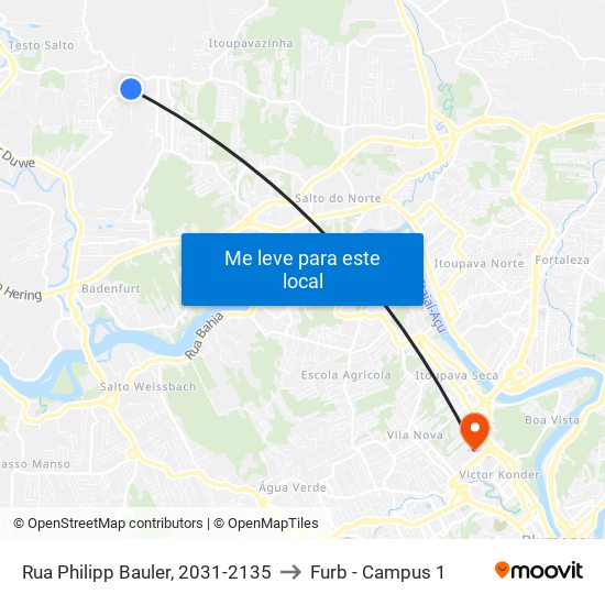 Rua Philipp Bauler, 2031-2135 to Furb - Campus 1 map