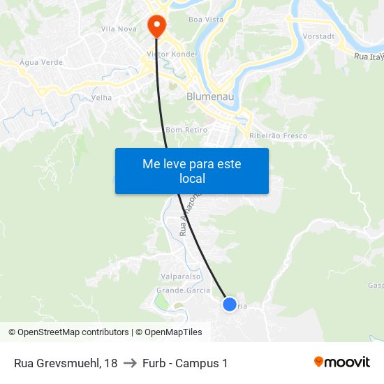 Rua Grevsmuehl, 18 to Furb - Campus 1 map