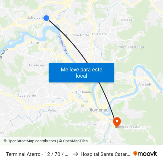 Terminal Aterro - 12 / 70 / 701 to Hospital Santa Catarina map
